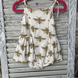 Kate Quinn Bamboo Skirted Romper bee print  Tie Sleeves 12-18 Months.